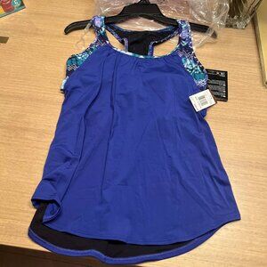 TYR DuraFast Lite Emerald Lake 2n1 Tankini Top Velvet Turquoise Large 10/12